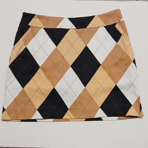 Stylish Argyle Patterned Golf  Skort in Tan and Black. Loudmouth Ladies  Size 4